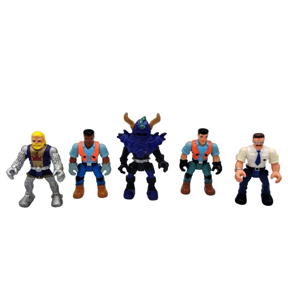 Fisher Price Imaginext 5 Figures 2.25 In Construction Workers Knight King Brave
